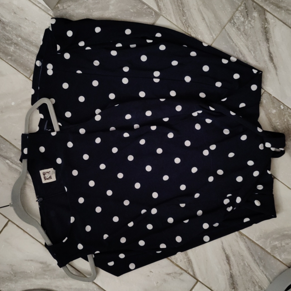 Anne Klein dress Polka dots navy/white 10